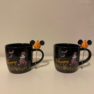Disney Happy Halloween Mugs with Mickey Pumpkin Stirrer